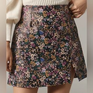 Anthropologie Maeve Faux-Leather Side-Slit Micro Mini Skirt